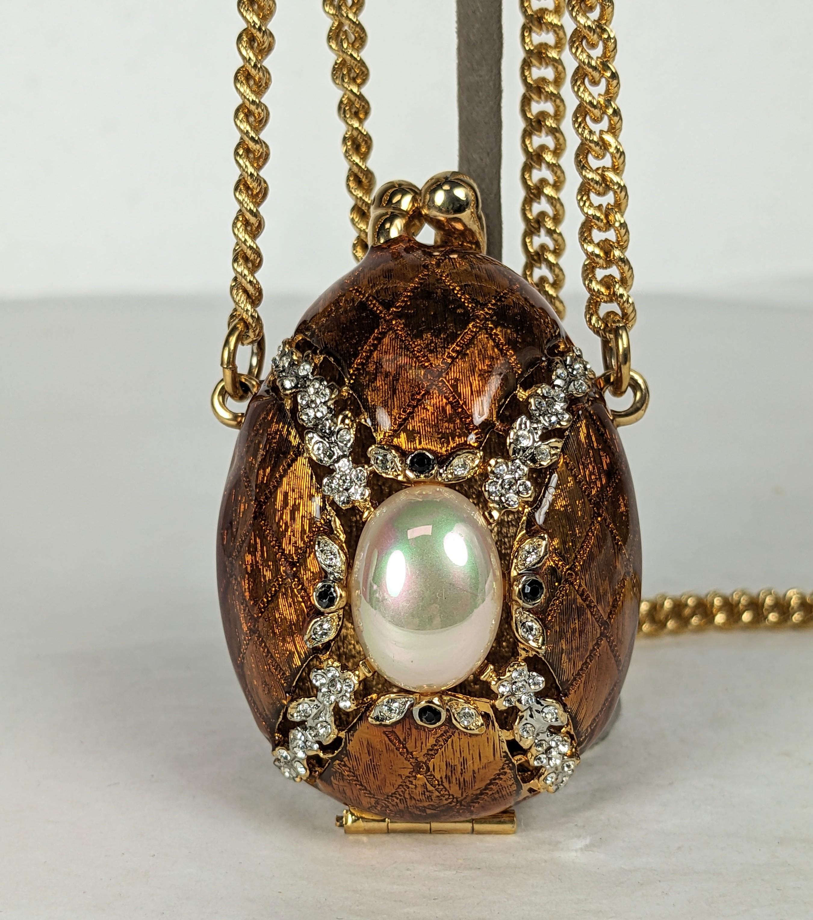 Enamel Faberge Easter Egg Pendant Locket For Sale 1