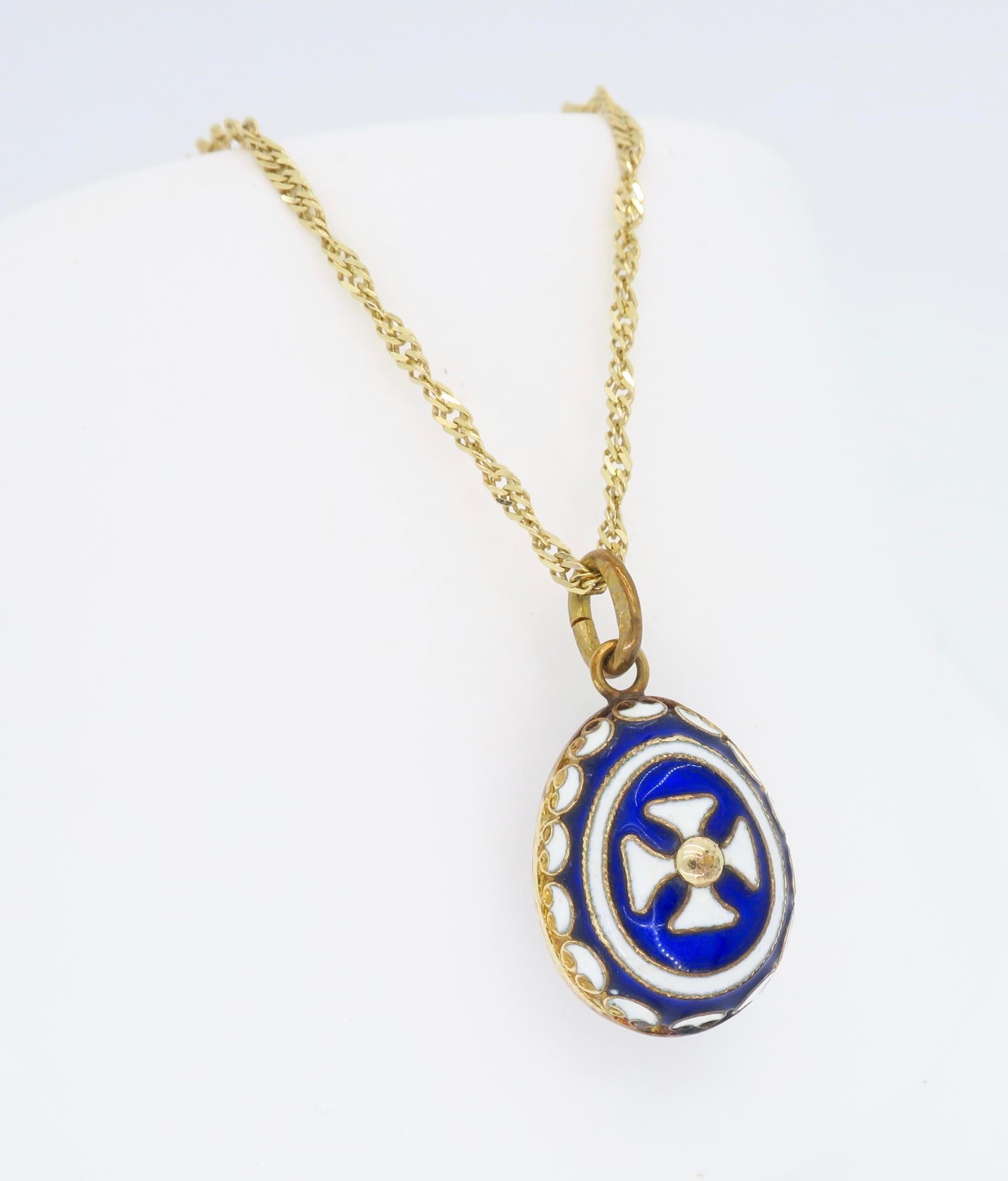 Enamel Fabergé Style Egg Pendant 1