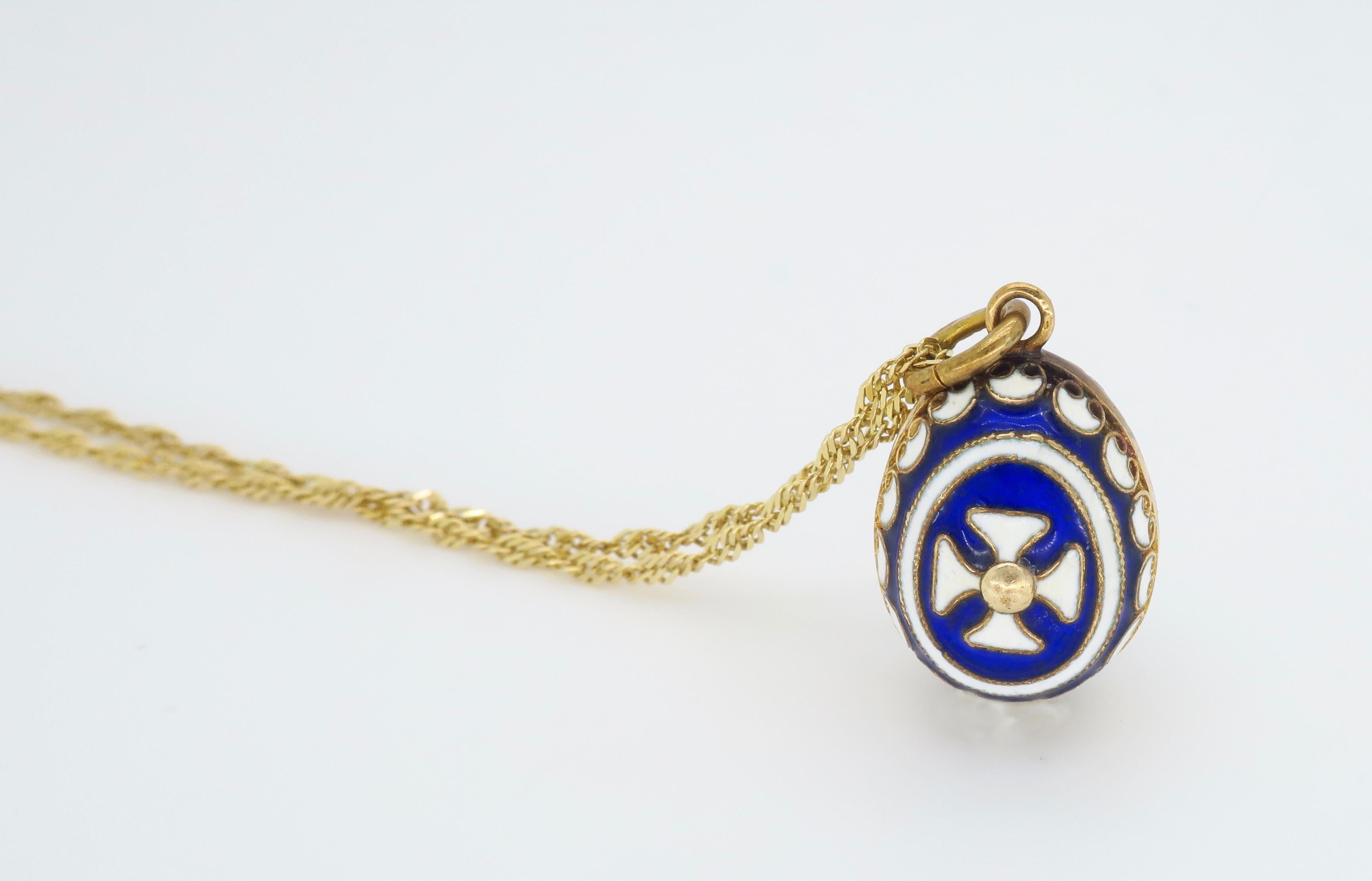 Enamel Fabergé Style Egg Pendant 2