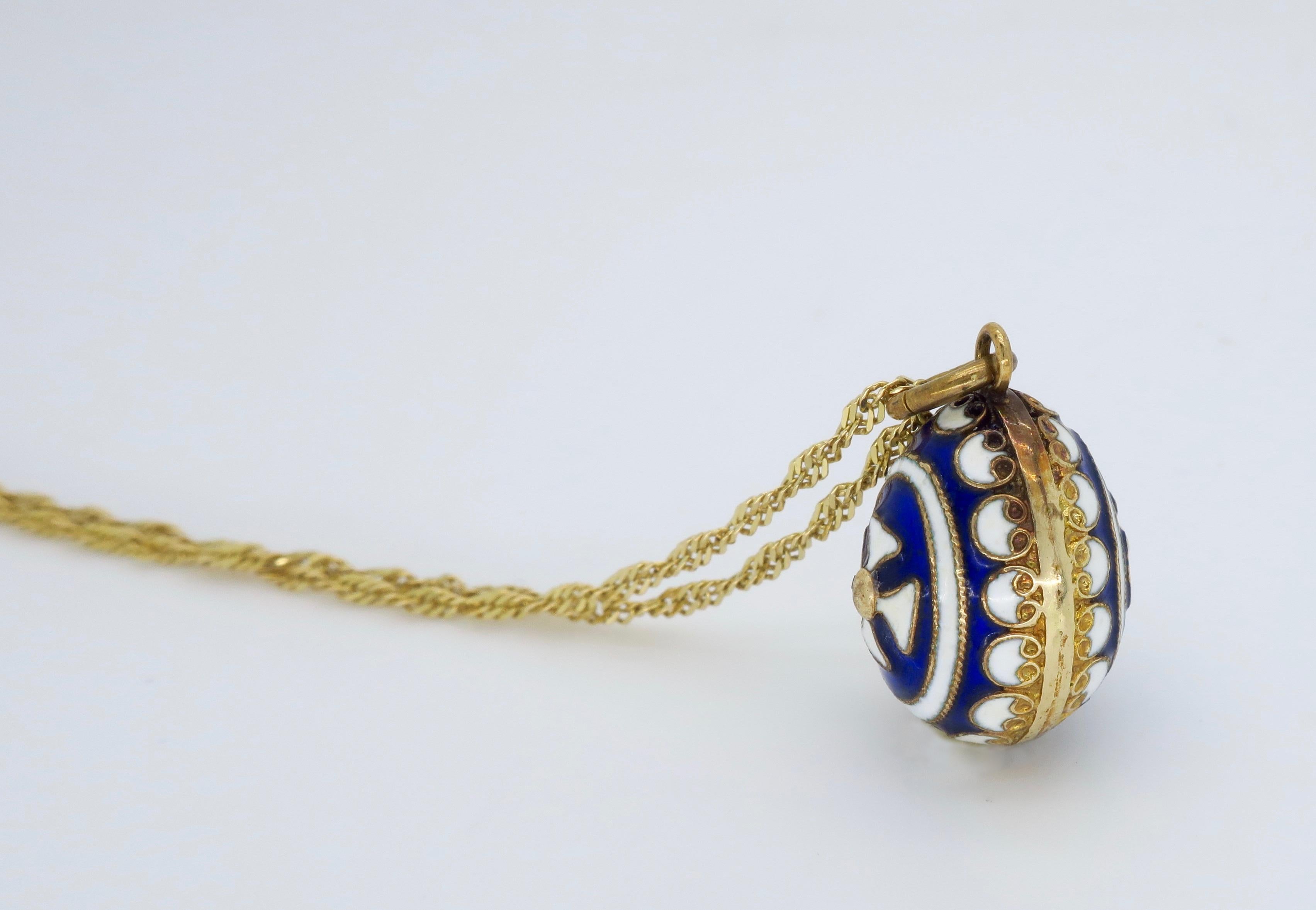 Enamel Fabergé Style Egg Pendant 3