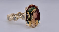 Enamel Faced Portrait of Athena Ring 14K