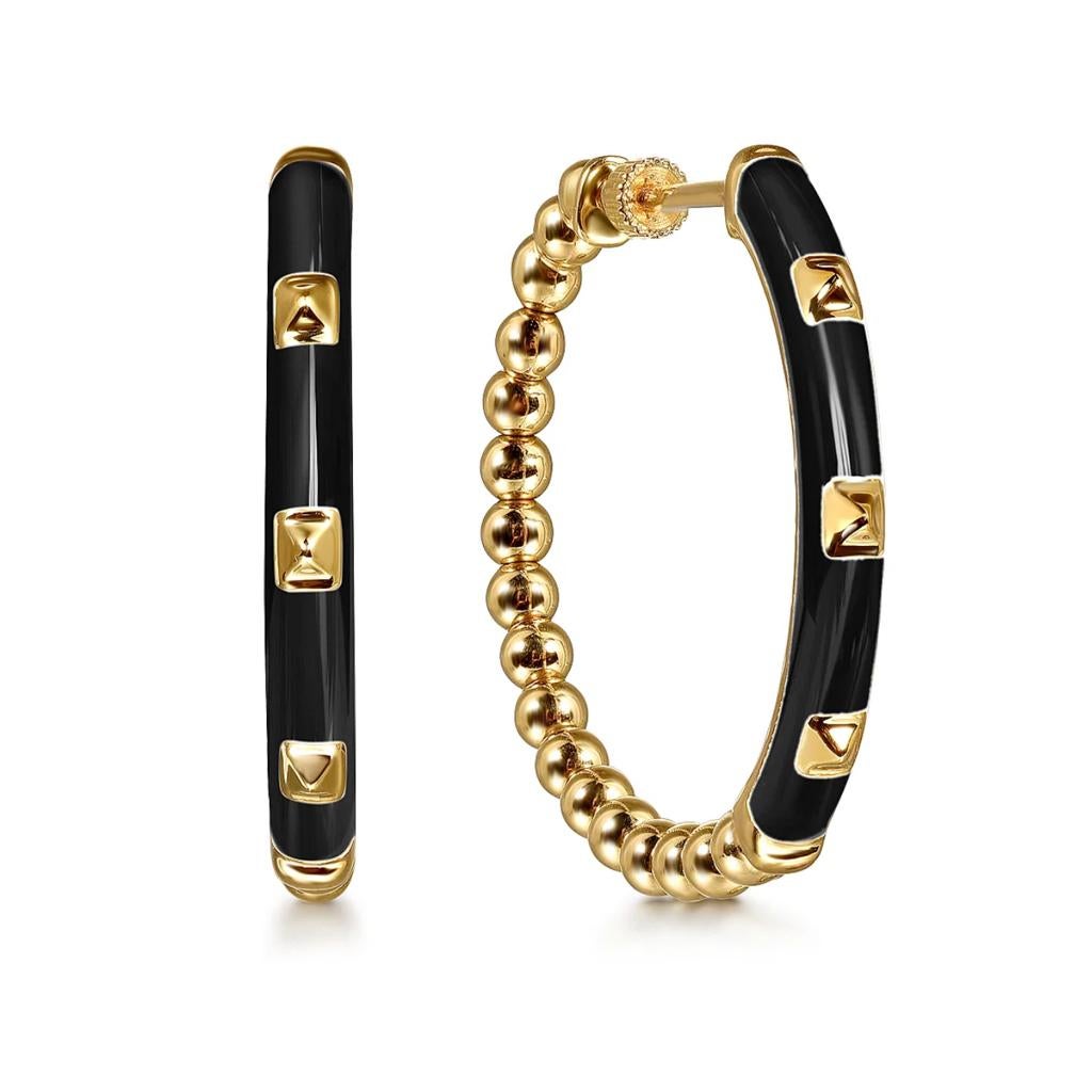 Women's Enamel Flex Hoops in 8 Colors 14K Yellow Gold Thread Screw EG15177E9 For Sale
