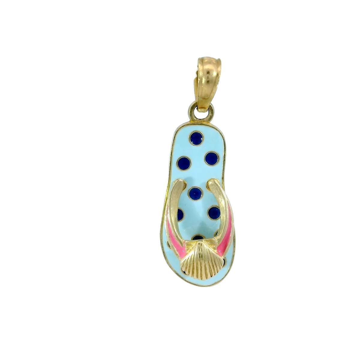 Colgante Chanclas Esmaltadas Oro Amarillo 14K en venta 2