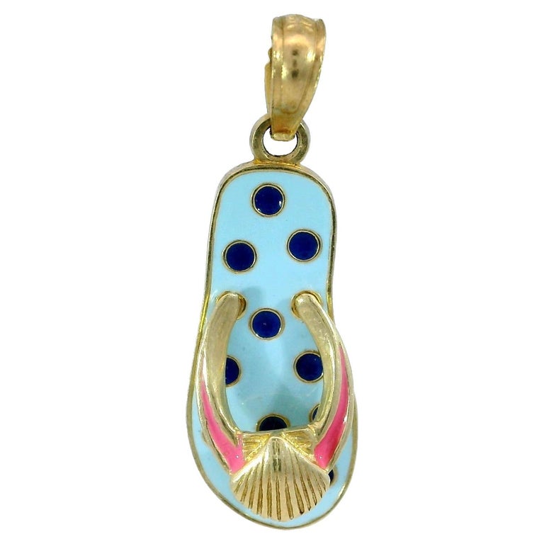 Gold Flip Flop Charms For Sale Enamel Flip Flop Charm Pendant 14K