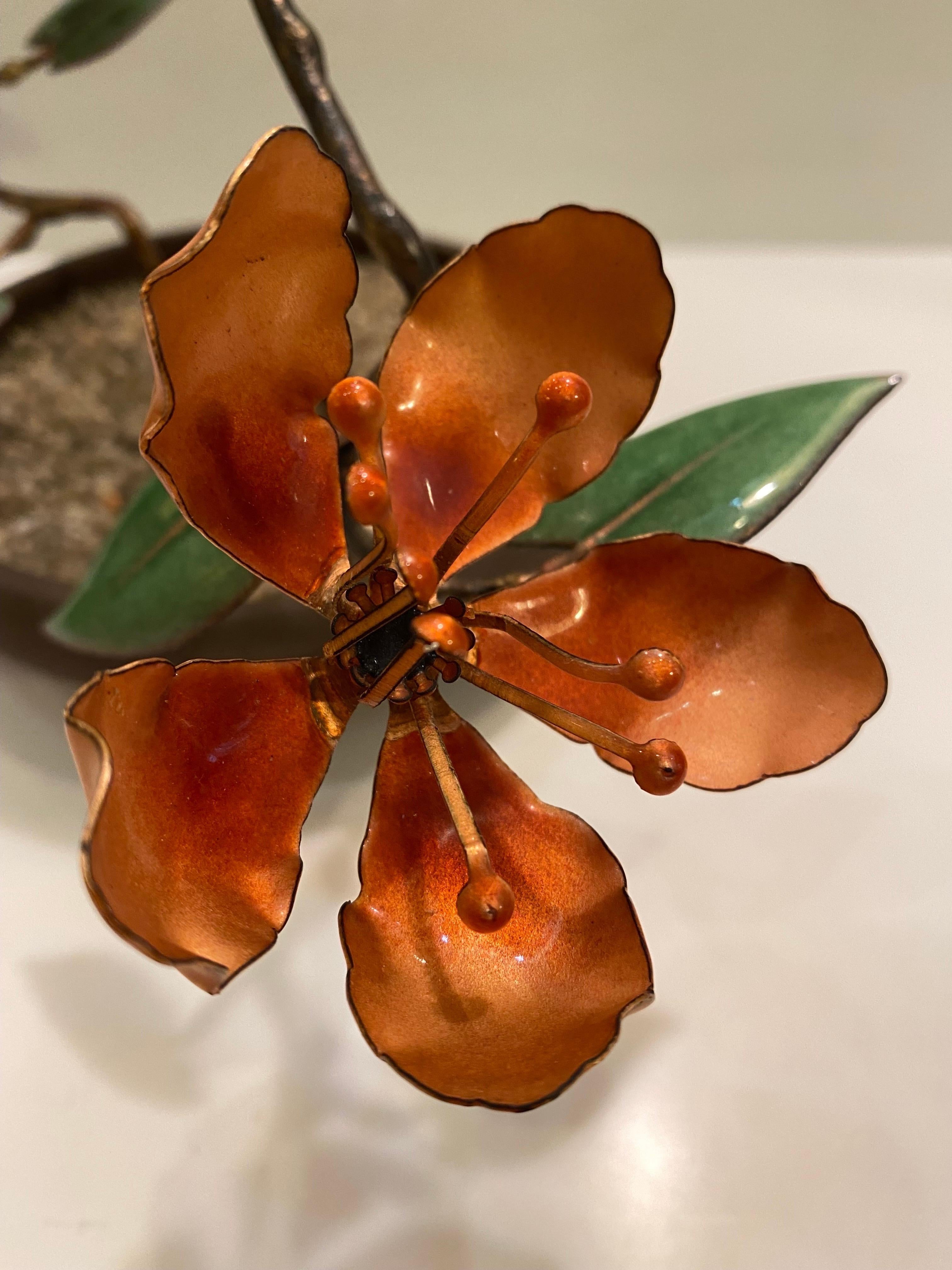 Mid-Century Modern Enamel Flower in Pot