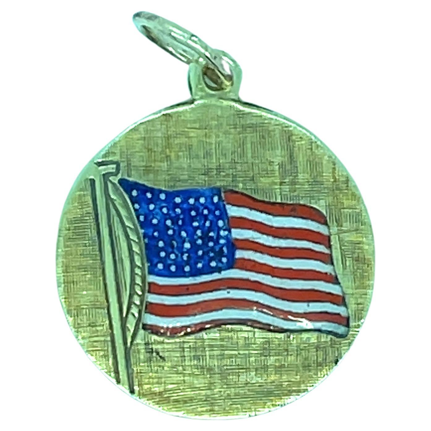 Enamel & Gold American Flag Charm