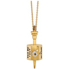 Enamel Gold Spinning Top Pendant Charm and Chain
