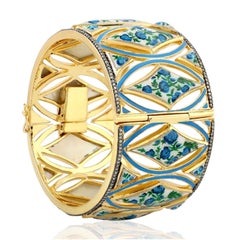 Enamel Hand Painted Diamond Bangle Bracelet