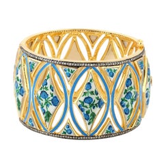 Enamel Hand Painted Diamond Bangle Bracelet