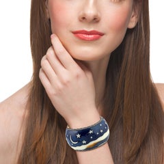 Enamel Hand Painted Diamond Starry Nights Bracelet Cuff