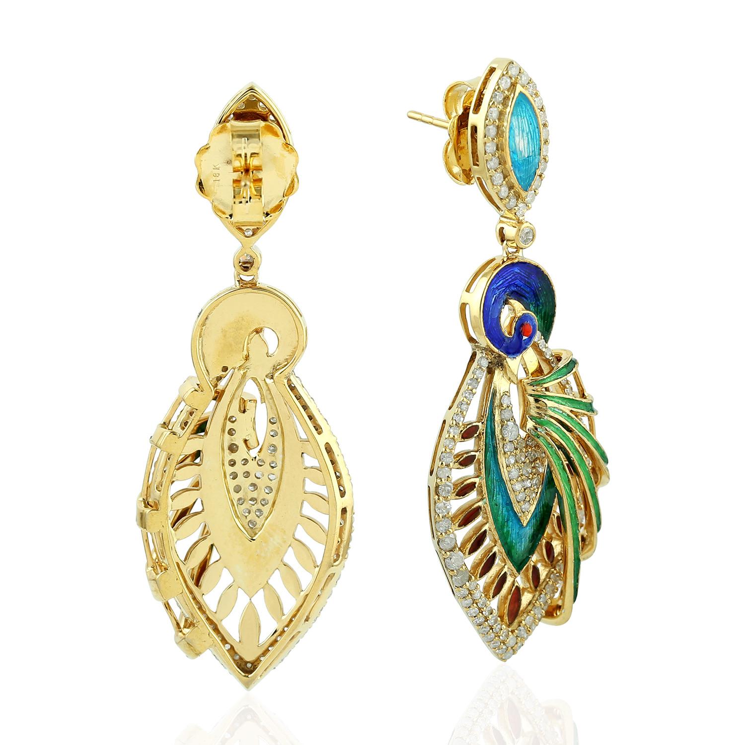 diamond peacock earrings