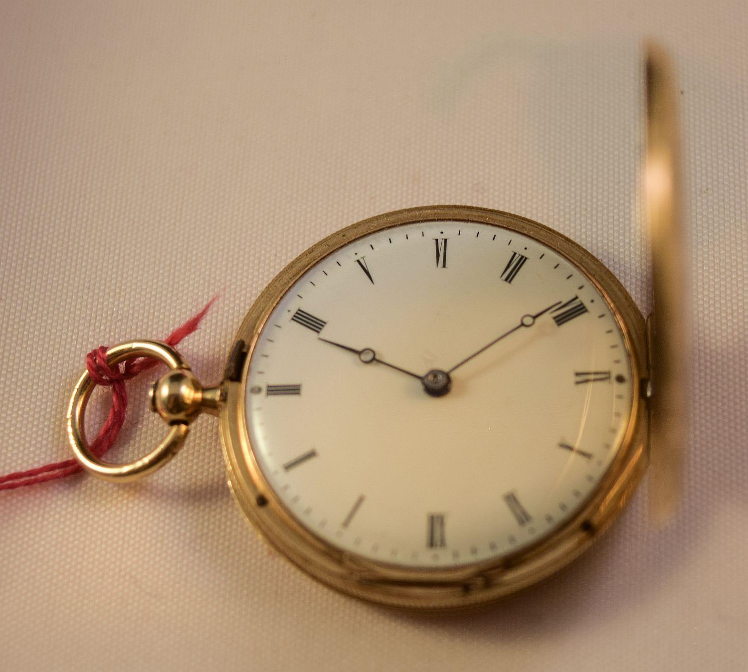 Emaille-Uhr mit Jägergehäuse 18 k attraktive Damen gemalt auf beiden Seiten in Landschaften im Angebot 12