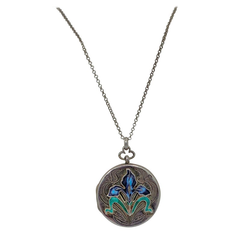 Pendentif ancien en Or Jaune 18 carats et émail de Limoges - Pendentif Vintage - bijou de luxe Certifié