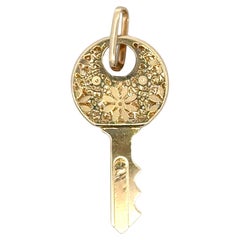 Enamel Key Pendant 14 Karat Yellow Gold 1.4 Grams Made in Italy