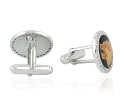 Diamond Lion Enamel Cuff links