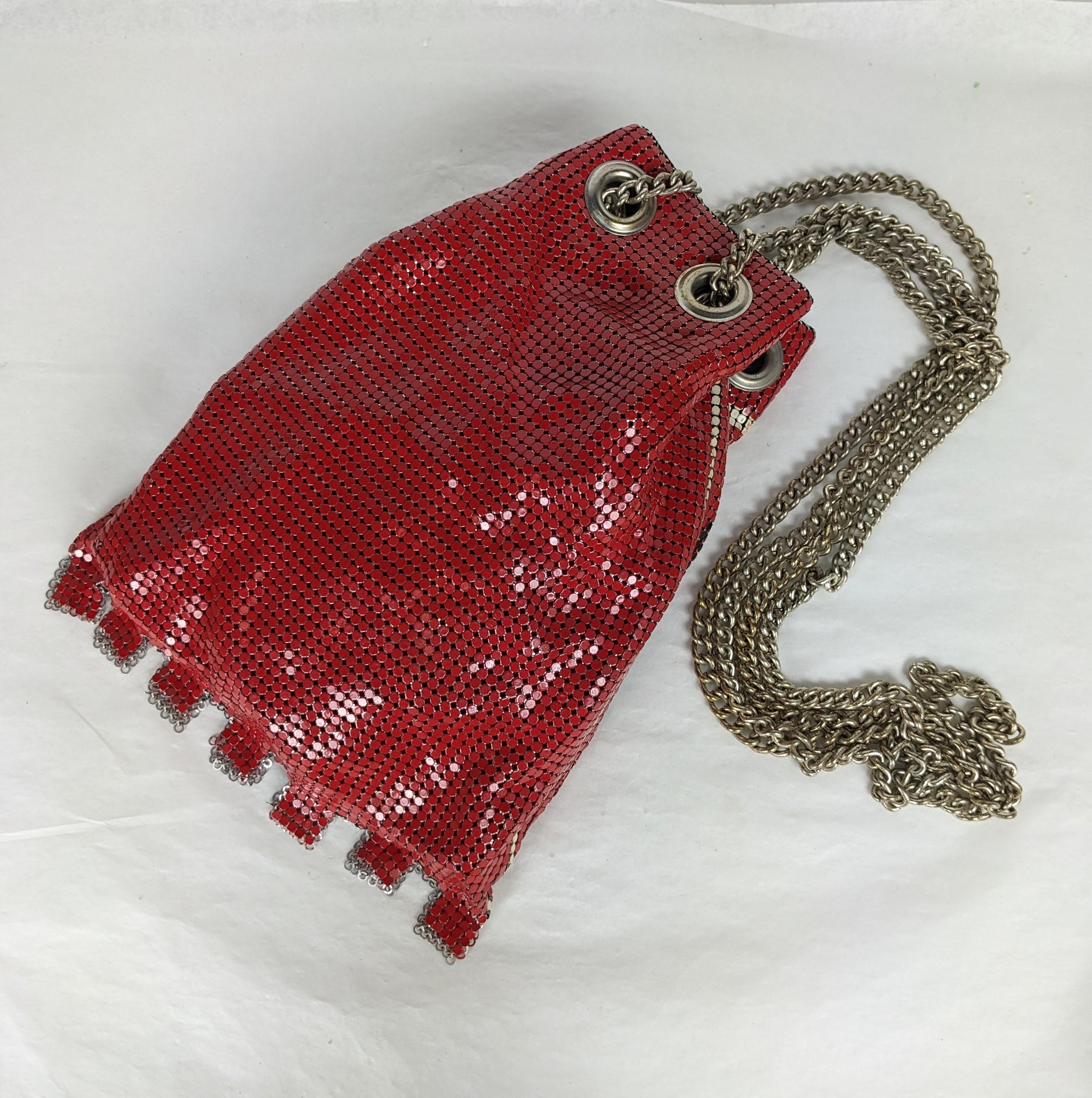 Enamel Metal Mesh Shoulder Bag In Good Condition For Sale In New York, NY