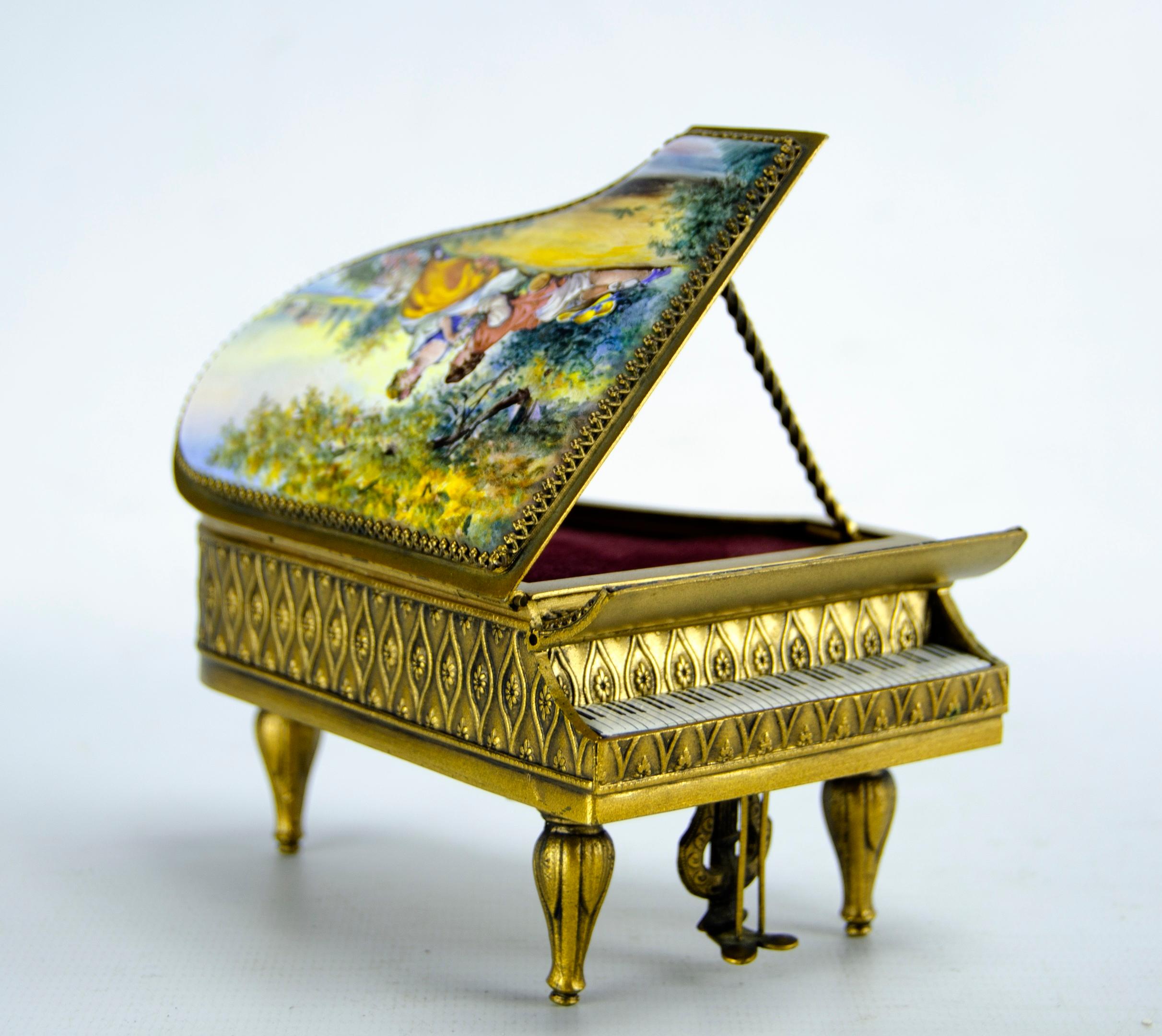 Rococo Enamel Miniatures Living Room and Piano Set For Sale