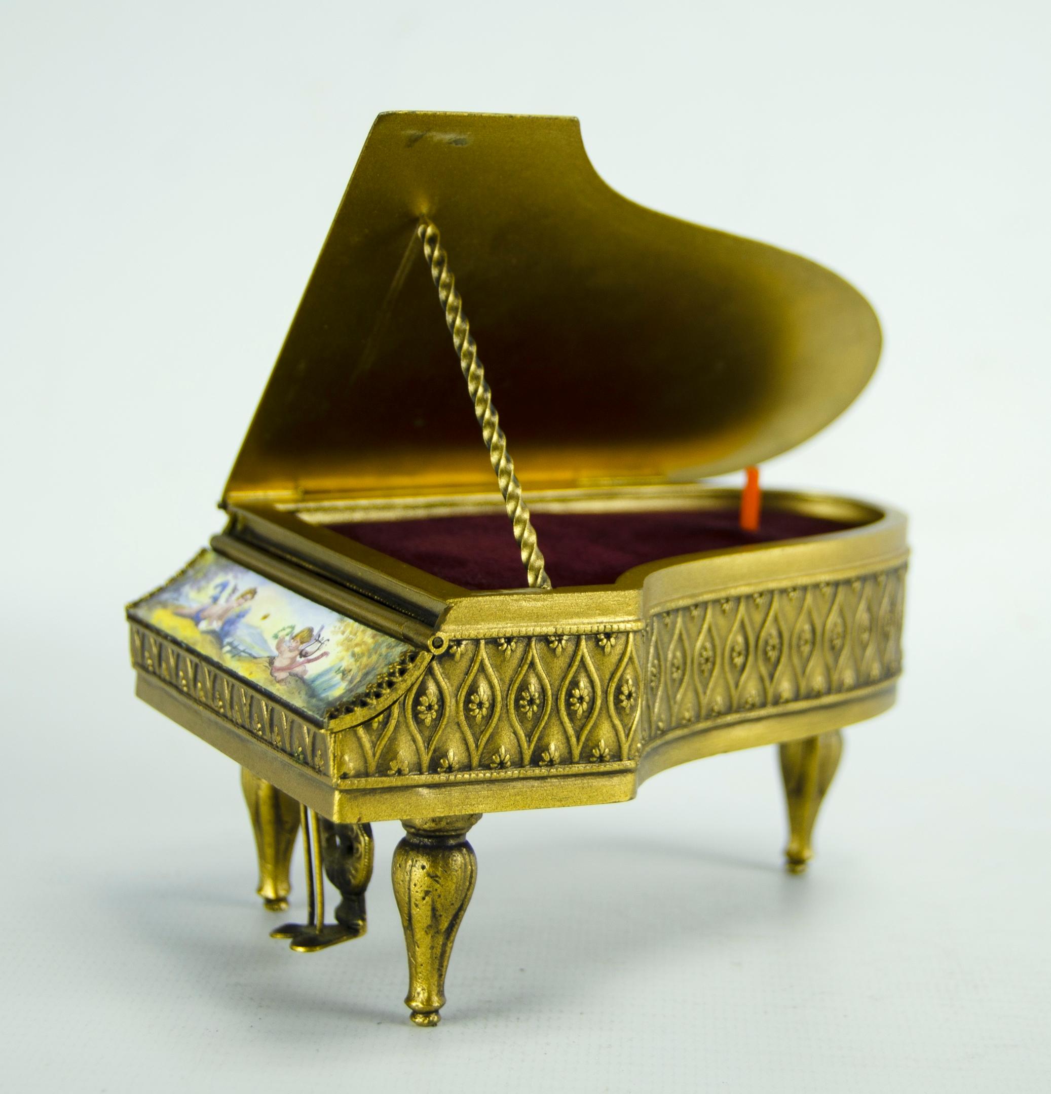 Austrian Enamel Miniatures Living Room and Piano Set For Sale