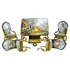 Emaille-Miniatur-Wohnzimmer- und Klavier-Set