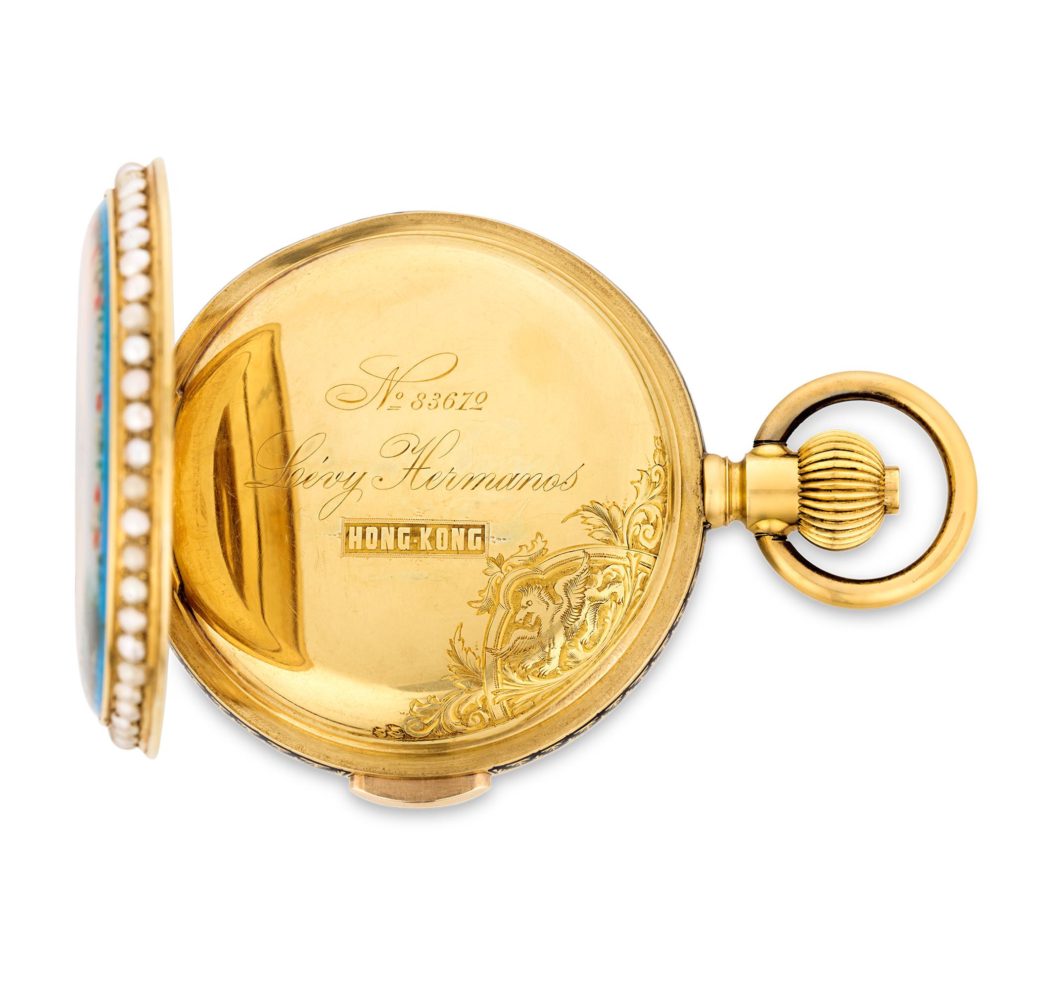 Emaille Minutenrepetition Chronograph Taschenuhr im Zustand „Gut“ im Angebot in New Orleans, LA