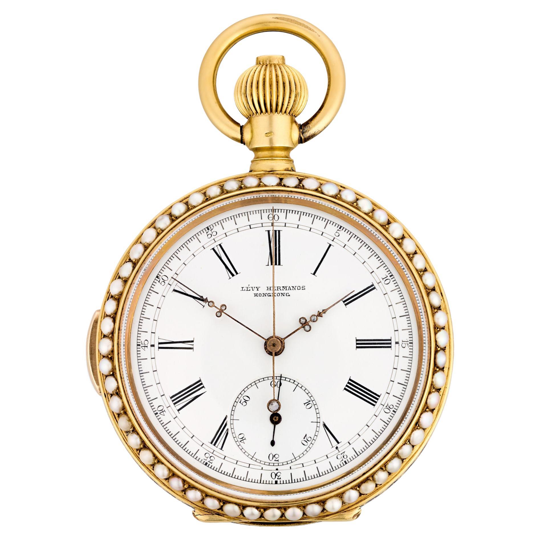 Emaille Minutenrepetition Chronograph Taschenuhr im Angebot