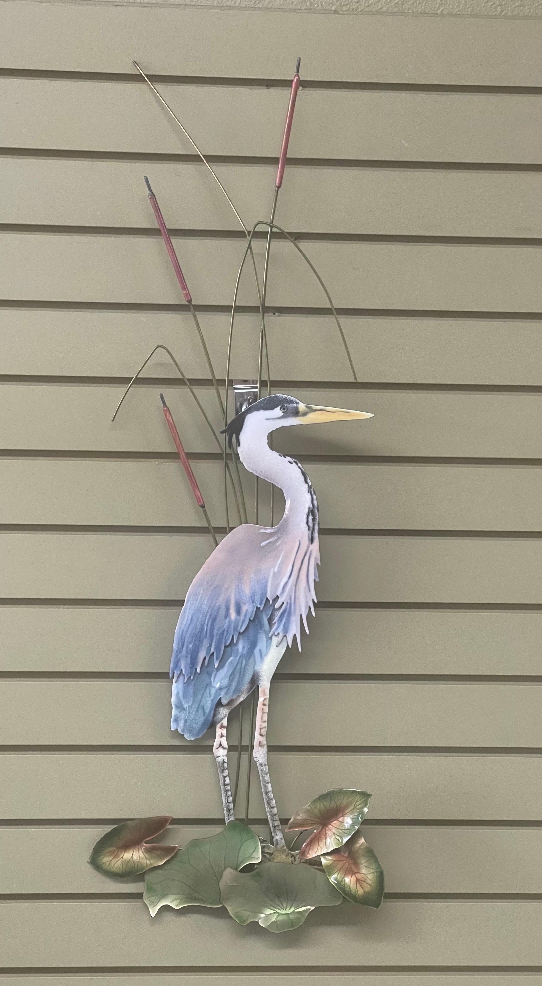 A very nice mixed metals and enamel crane wall sculpture by Bovano, circa 1990s. The piece is in very good condition and has great color, detail and craftsmanship. The sculpture measures 13