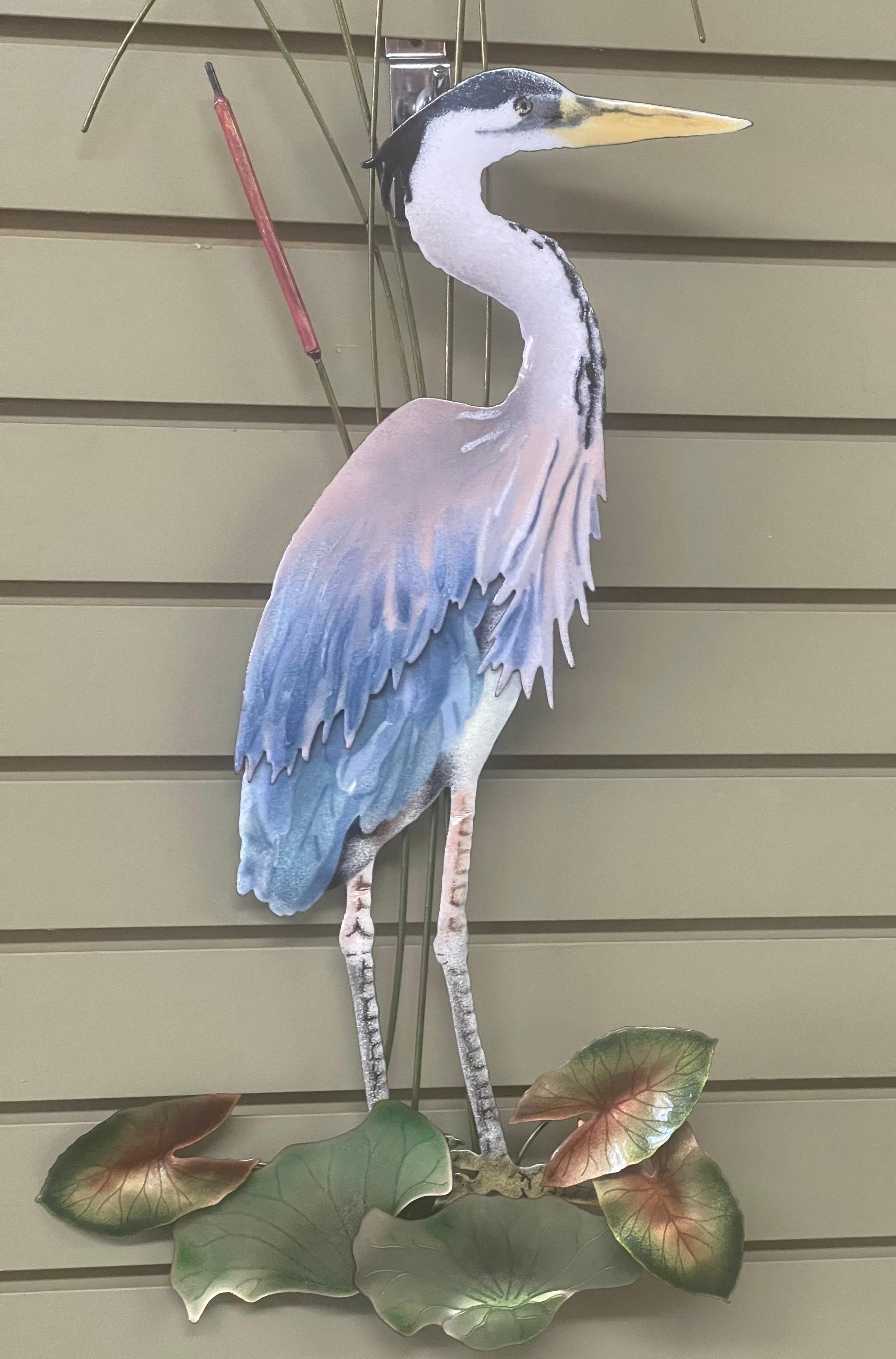 American Enamel / Mixed Metals Crane Wall Sculpture by Bovano For Sale