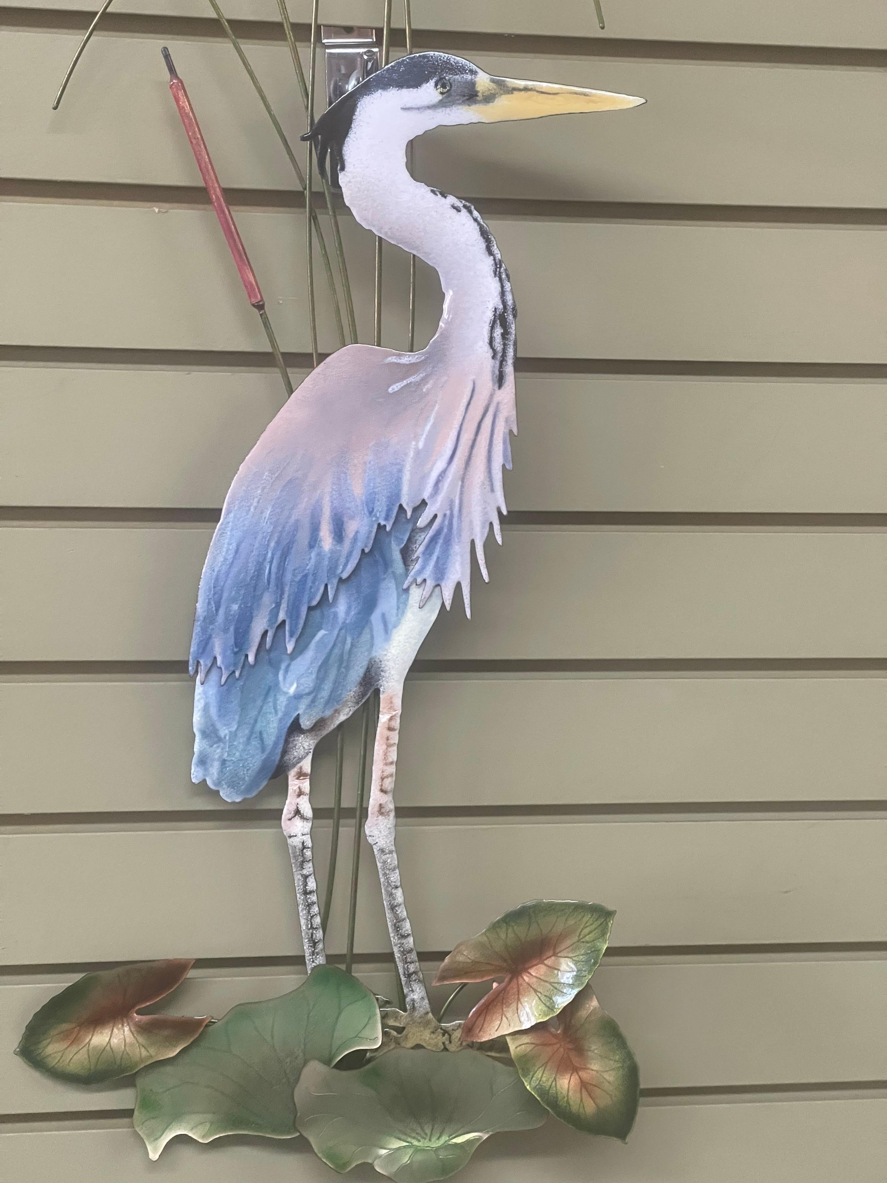 Enamel / Mixed Metals Crane Wall Sculpture by Bovano In Good Condition For Sale In San Diego, CA
