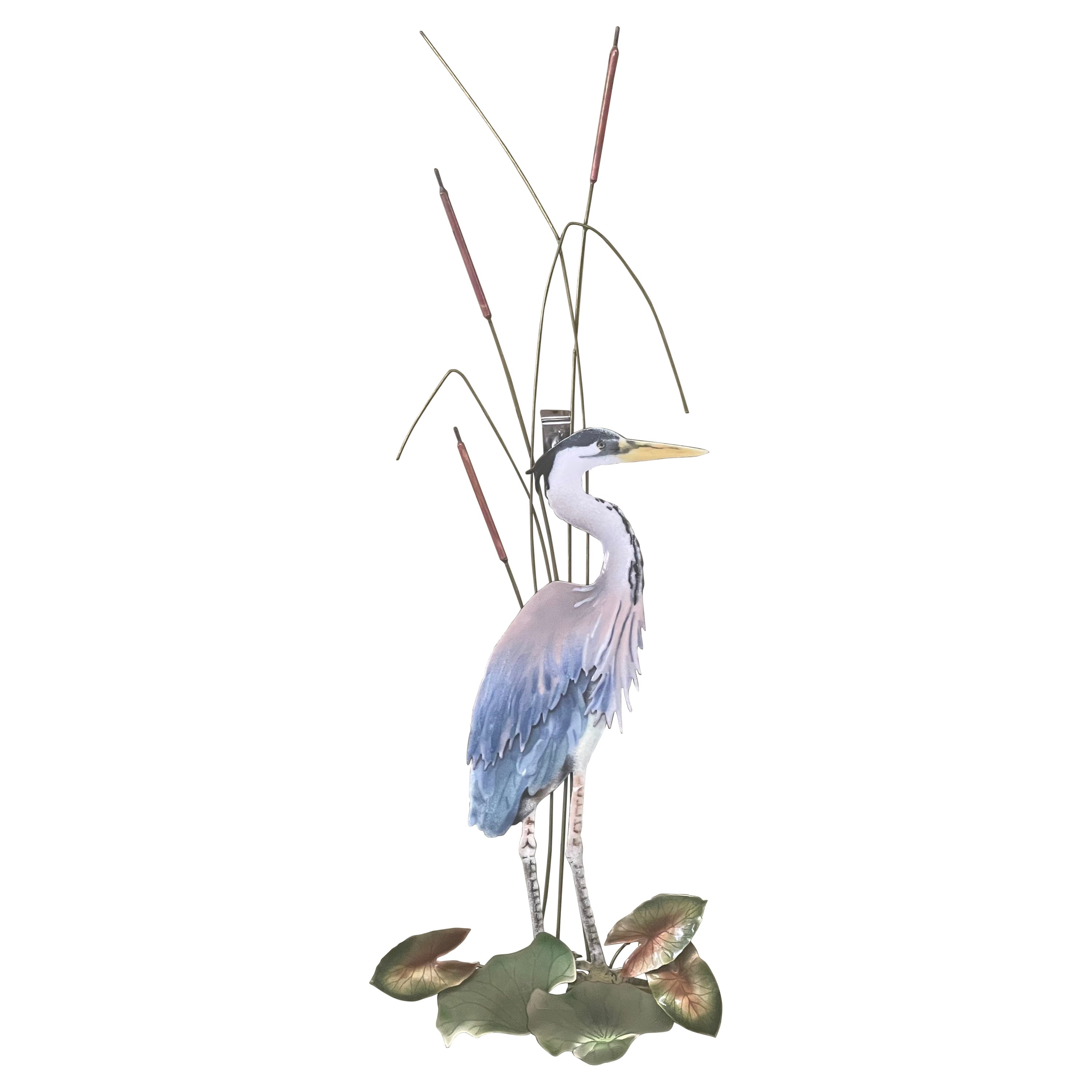 Crane Wandskulptur aus Emaille und Mischmetall von Bovano im Angebot