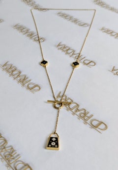 Enamel Monogram Flowers 18k gold OT buckle chain necklace