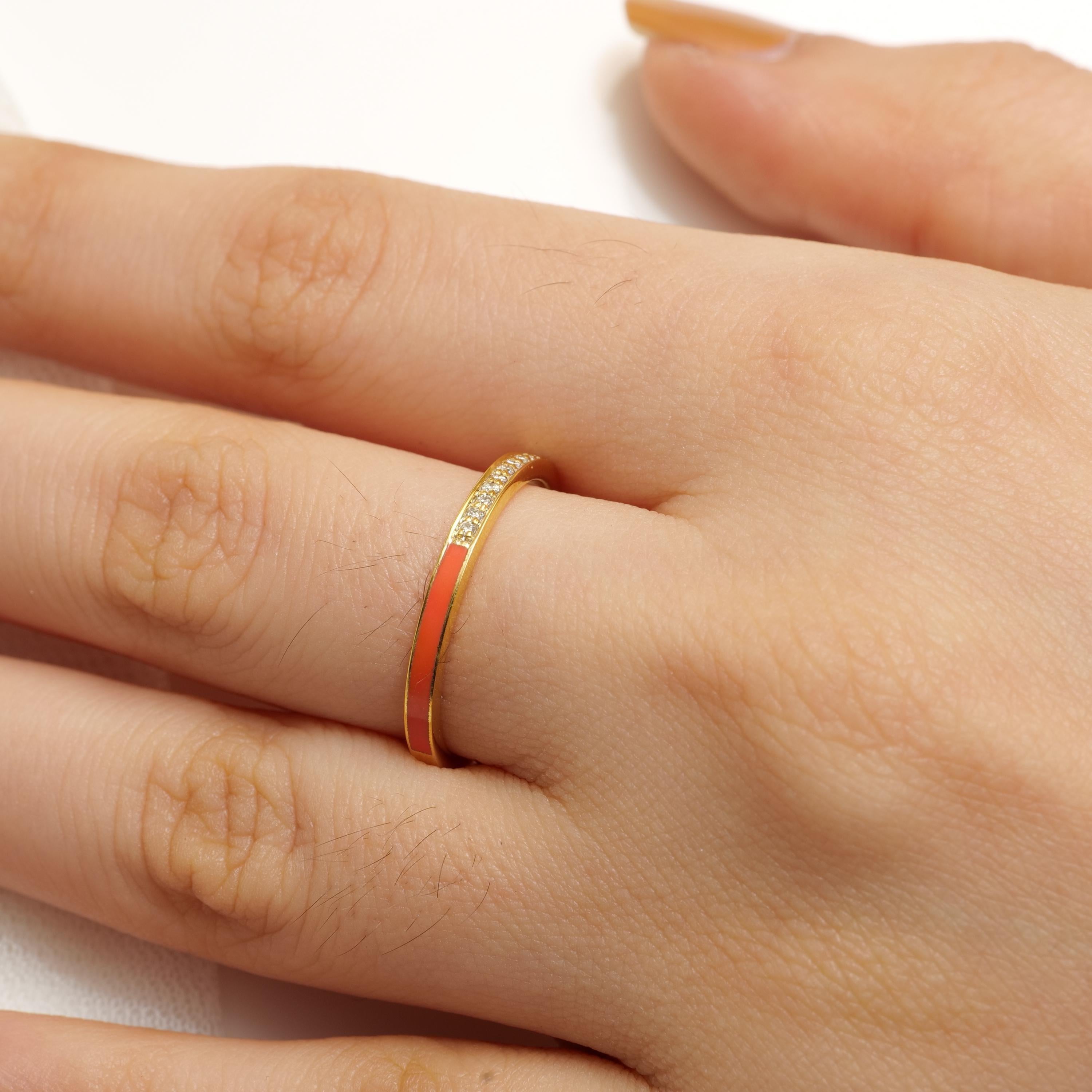 Emaille Naturdiamant Eternity Band Ring in 14K massivem Gold (zertifiziert) (Art déco) im Angebot