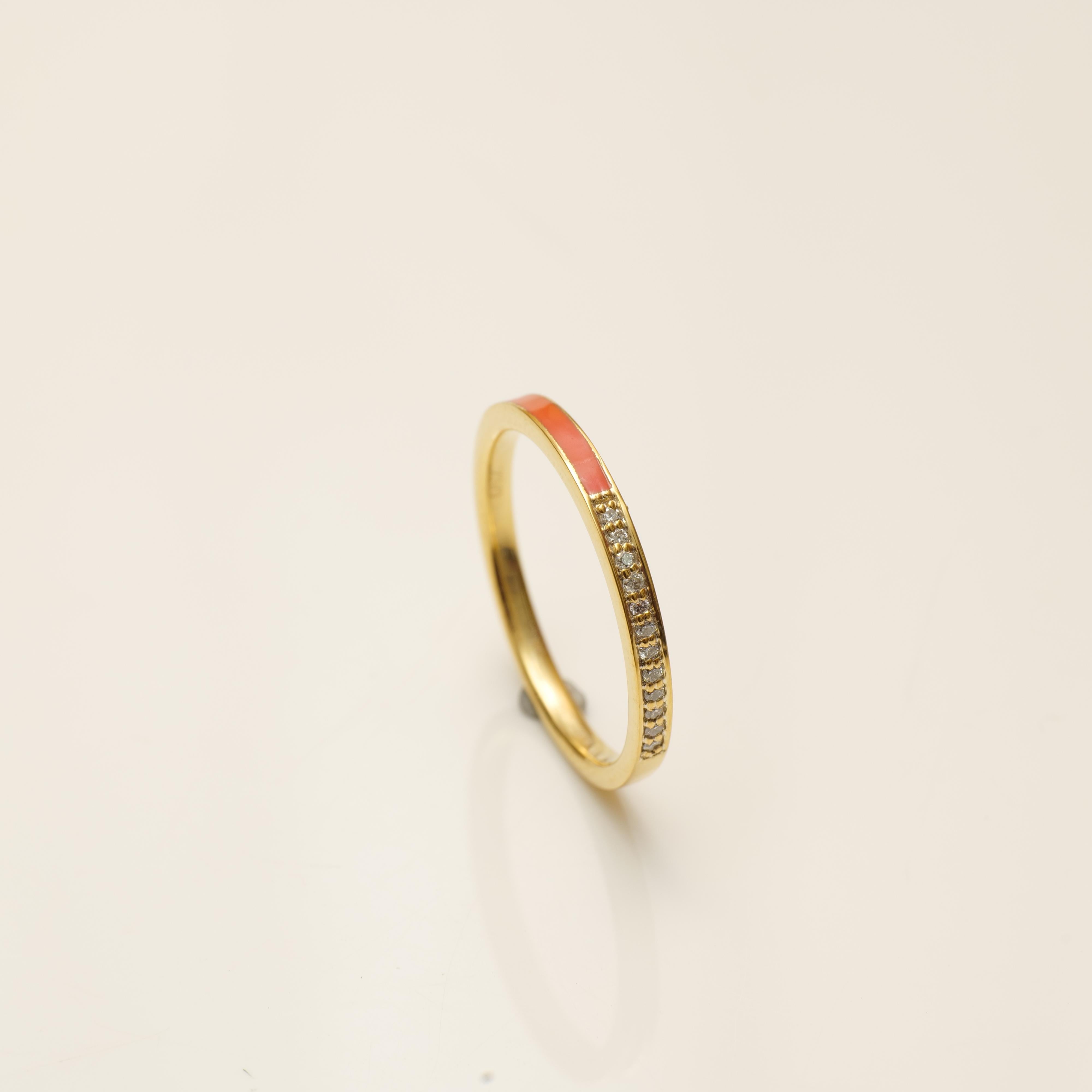 Emaille Naturdiamant Eternity Band Ring in 14K massivem Gold (zertifiziert) im Angebot 2