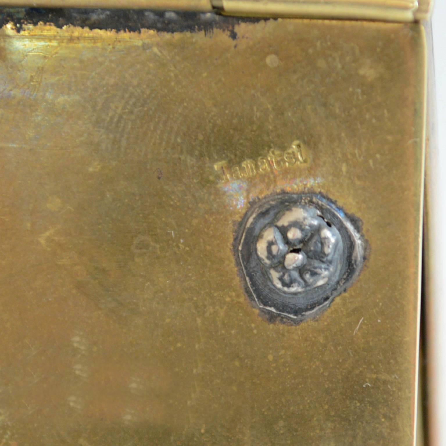 Late 20th Century Enamel on Copper Art Box with Mirror, Mid-Century Modern Signed Tamatsi