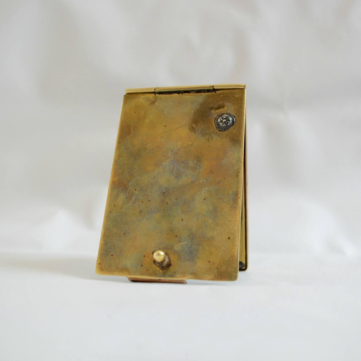 Enamel on Copper Art Box with Mirror, Mid-Century Modern Signed Tamatsi 1