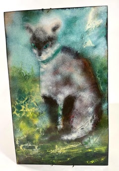 Enamel on Copper Cat Figure