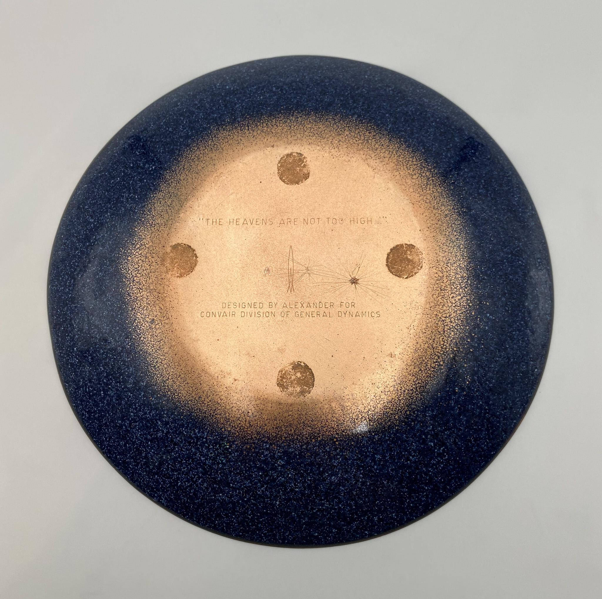 „Galaxy“-Teller aus Emaille auf Kupfer von Alexander für General Dynamics, USA, 1960er Jahre  (amerikanisch) im Angebot