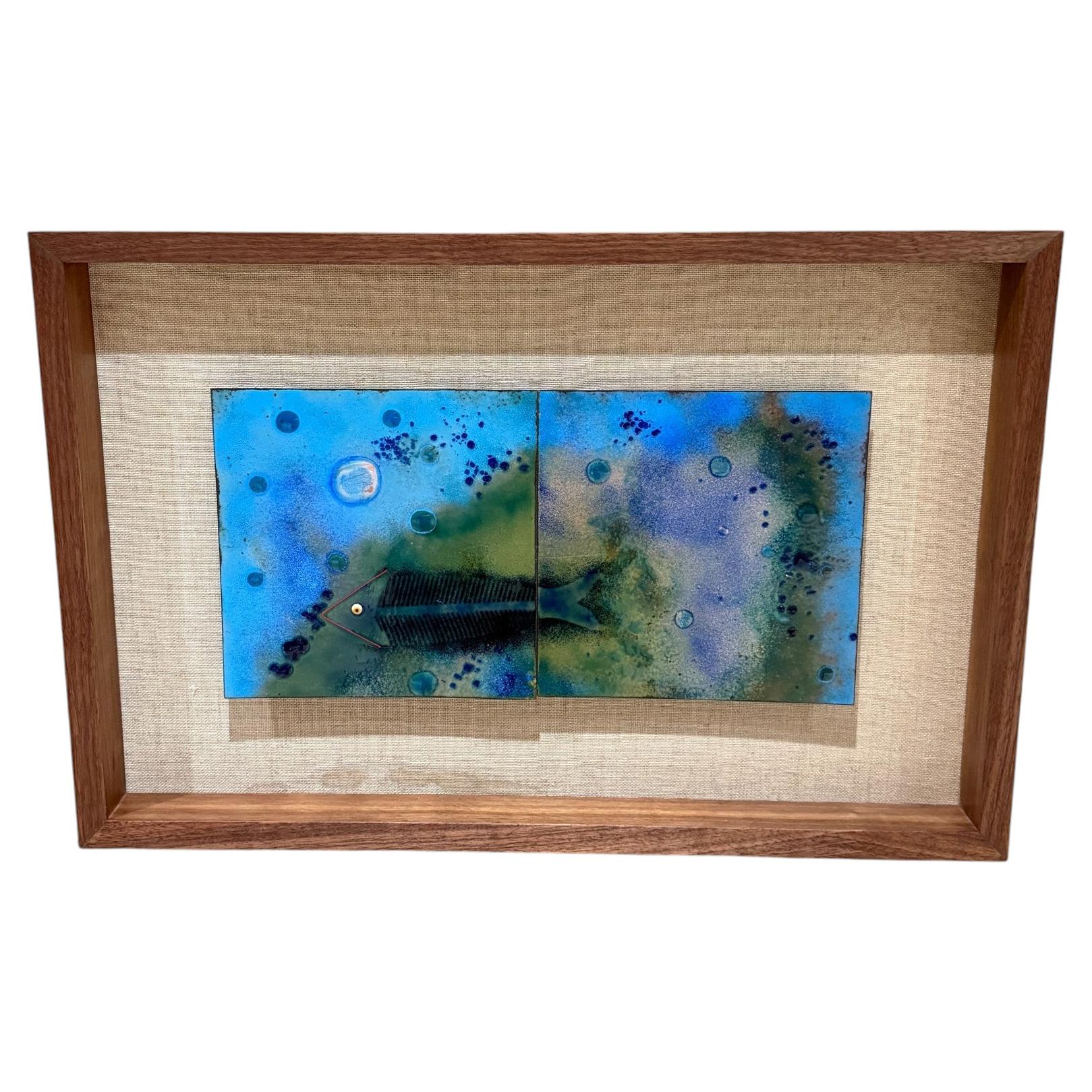 Enamel-on-Copper Panel by Artist Giedre Zumbakis Underwater Abstract Composition