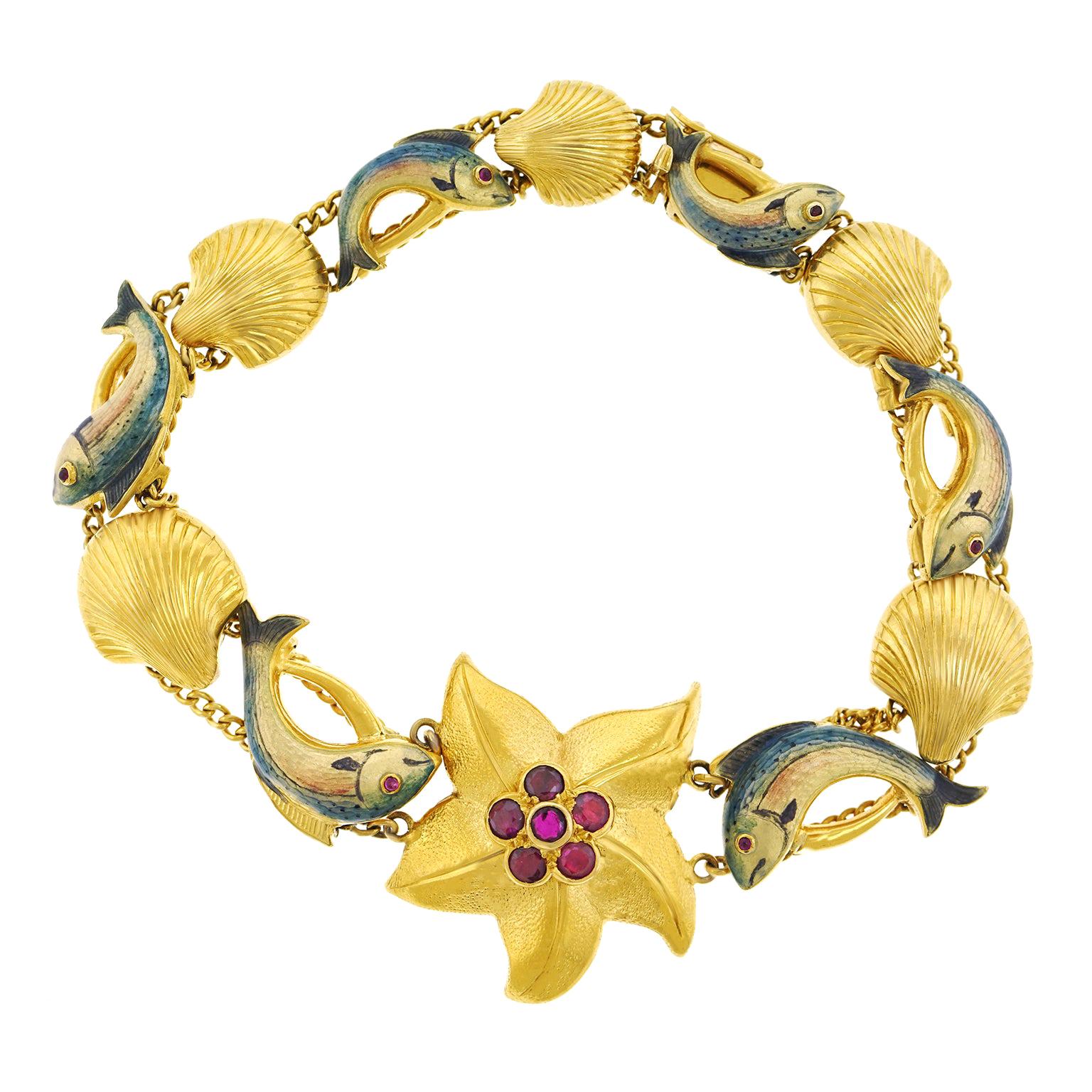 Enamel on Gold Seaside Bracelet