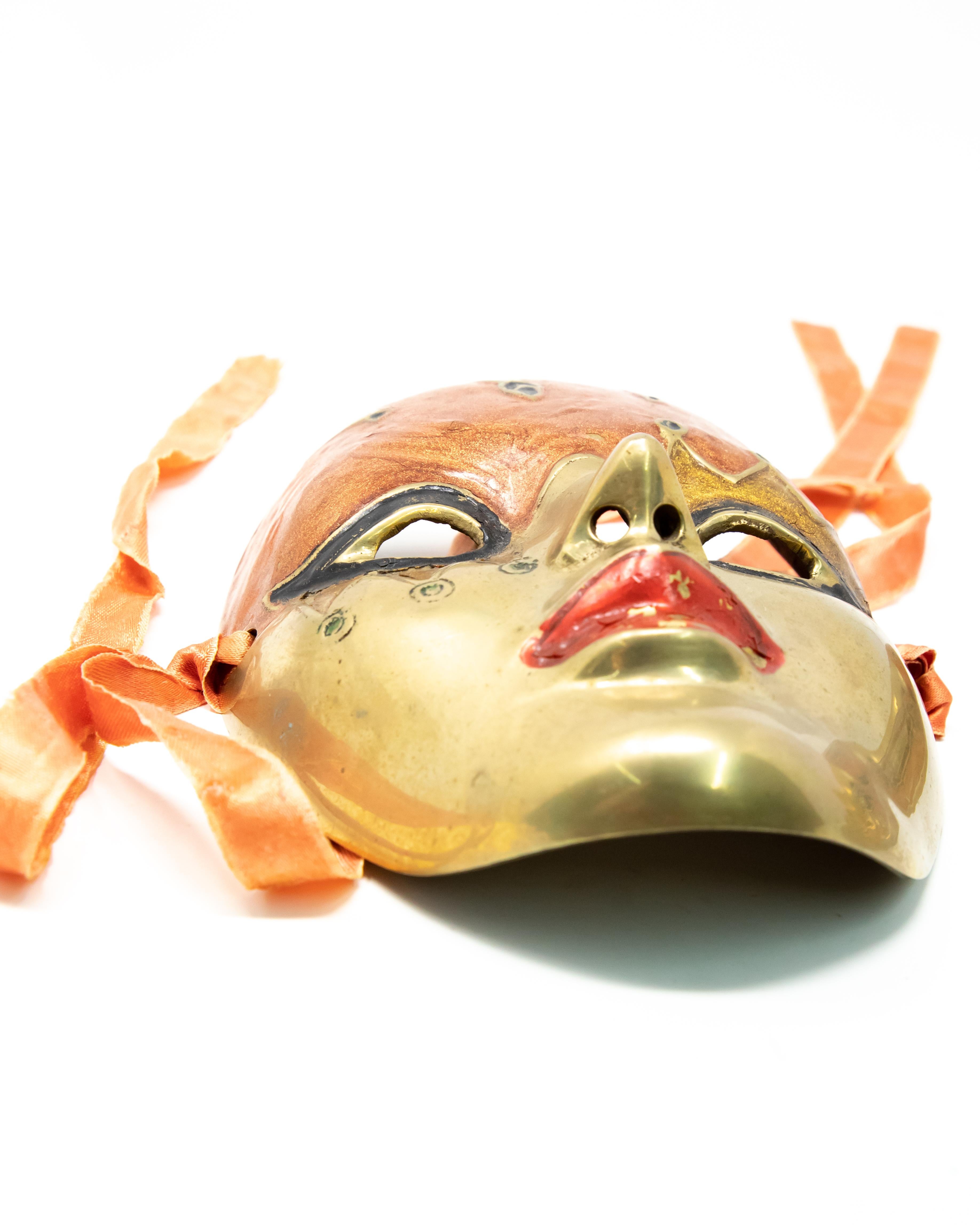 Enamel over Brass Masquerade Masks with Ribbon For Sale 2