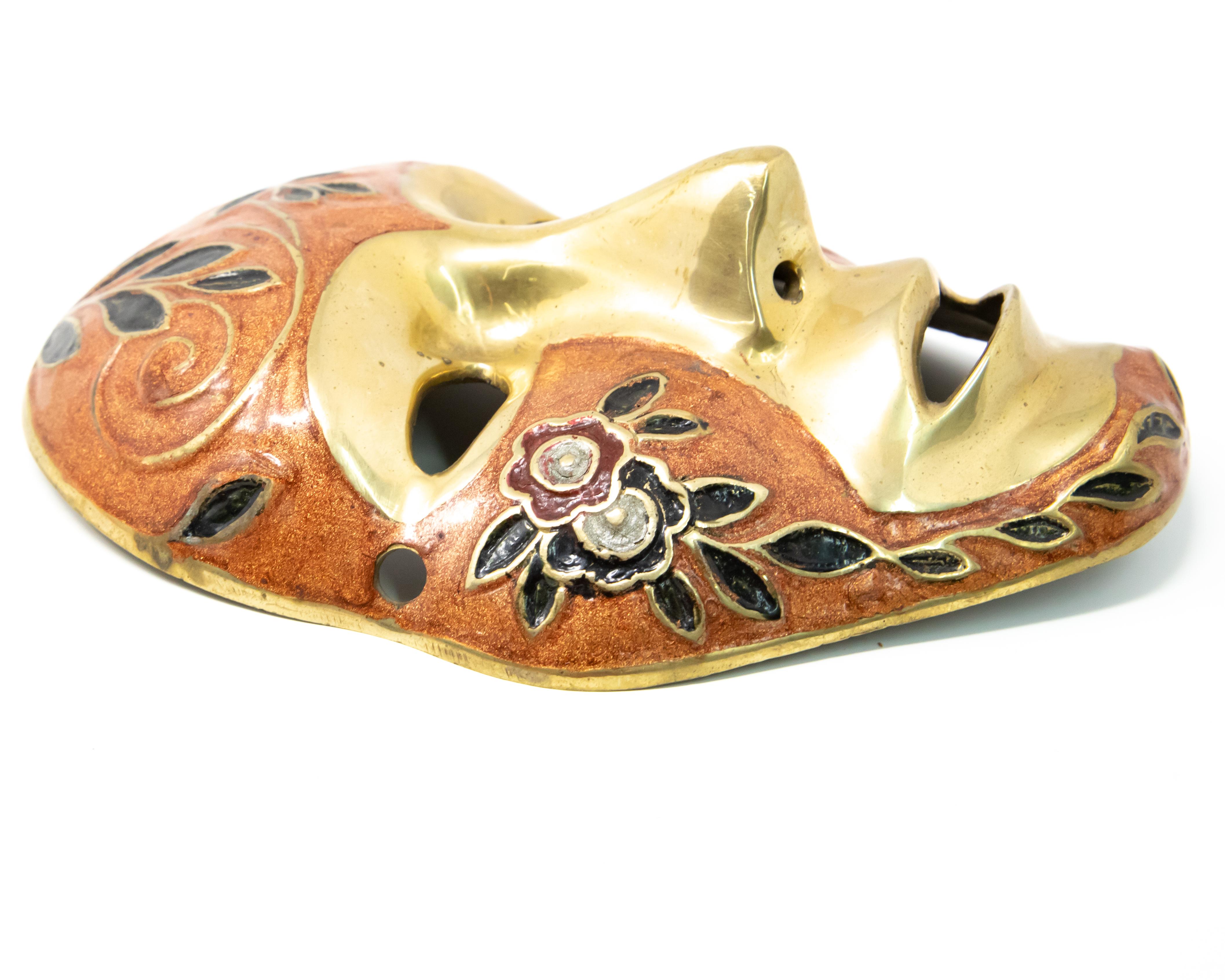 Enamel over Brass Masquerade Masks with Ribbon For Sale 7