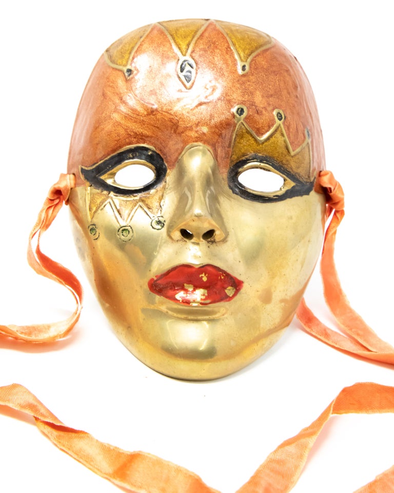 Enamel over Brass Masquerade Masks with Ribbon For Sale at 1stDibs