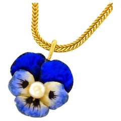 Enamel Pansy Pendant