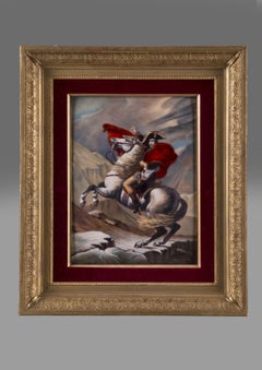 Emailleplakette mit der Darstellung eines Napoleons beim Überqueren der Alpen, von Camille Fauré, um 1930