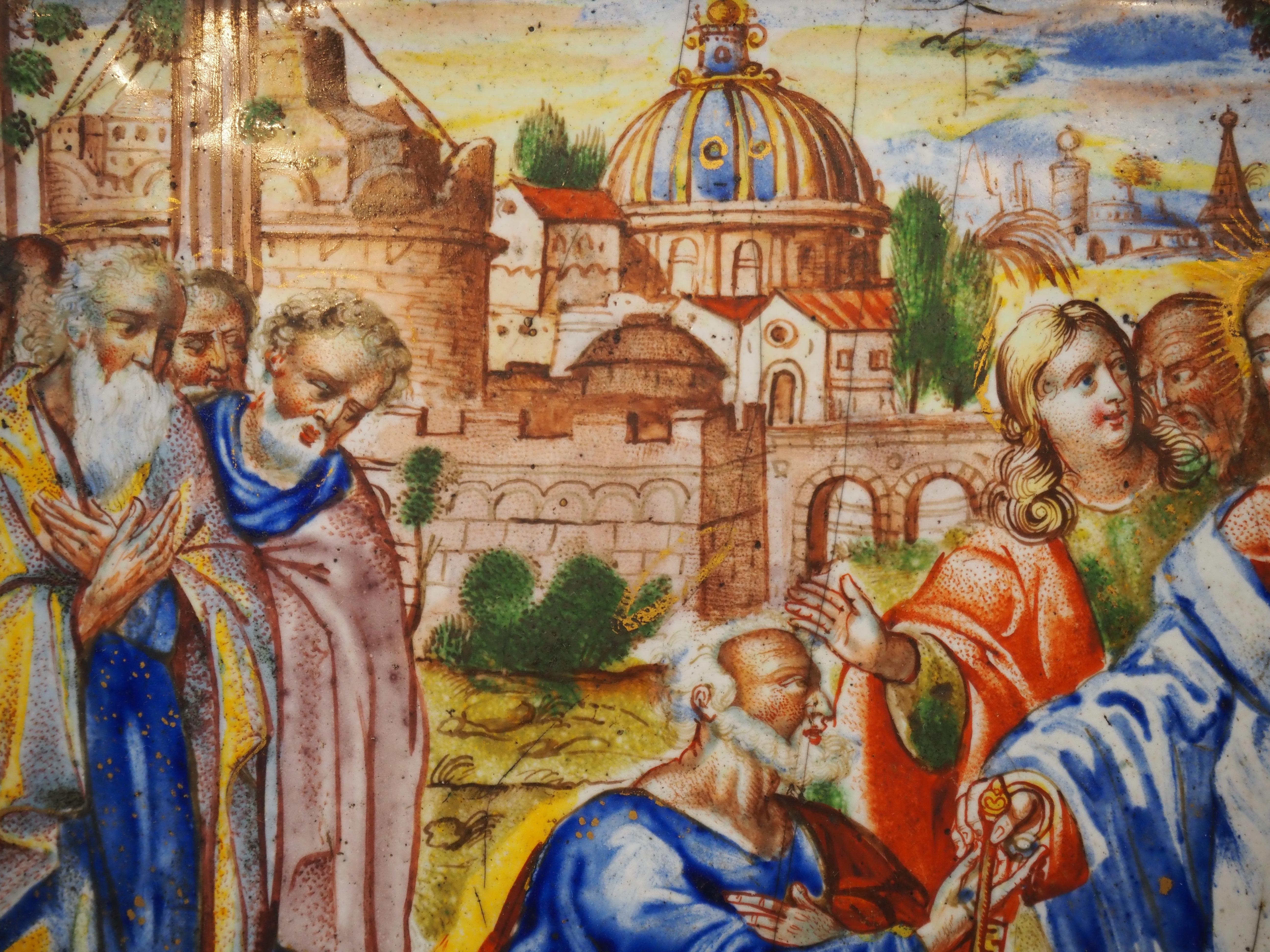 Plaque en émail représentant Saint Pierre recevant la clé du Christ, Allemagne, 17e siècle en vente 7