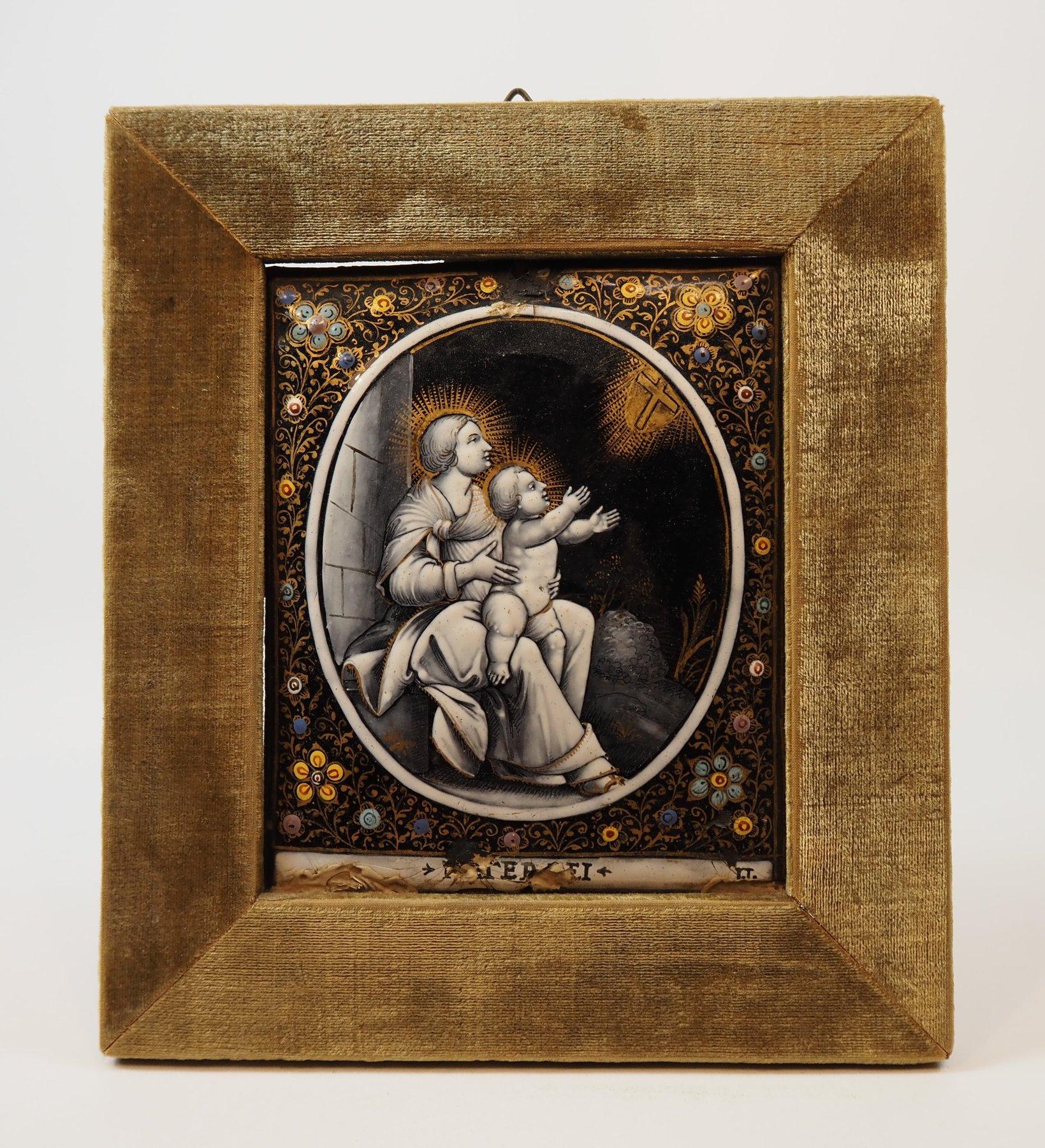 Plaque d'émail Madonna with Child Materdei, Jean Laudin, France, C.C. en vente 4
