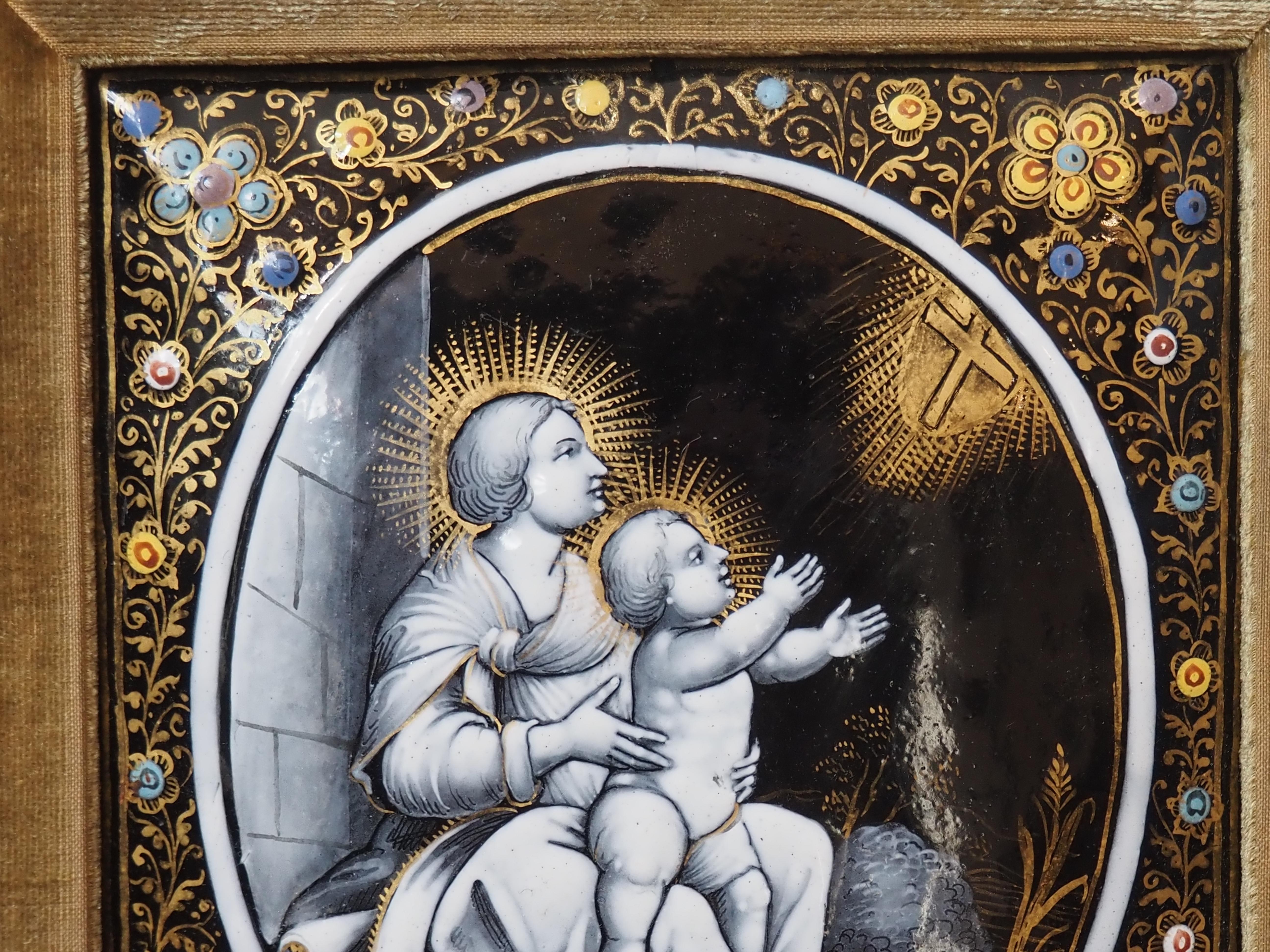 XVIIIe siècle et antérieur Plaque d'émail Madonna with Child Materdei, Jean Laudin, France, C.C. en vente