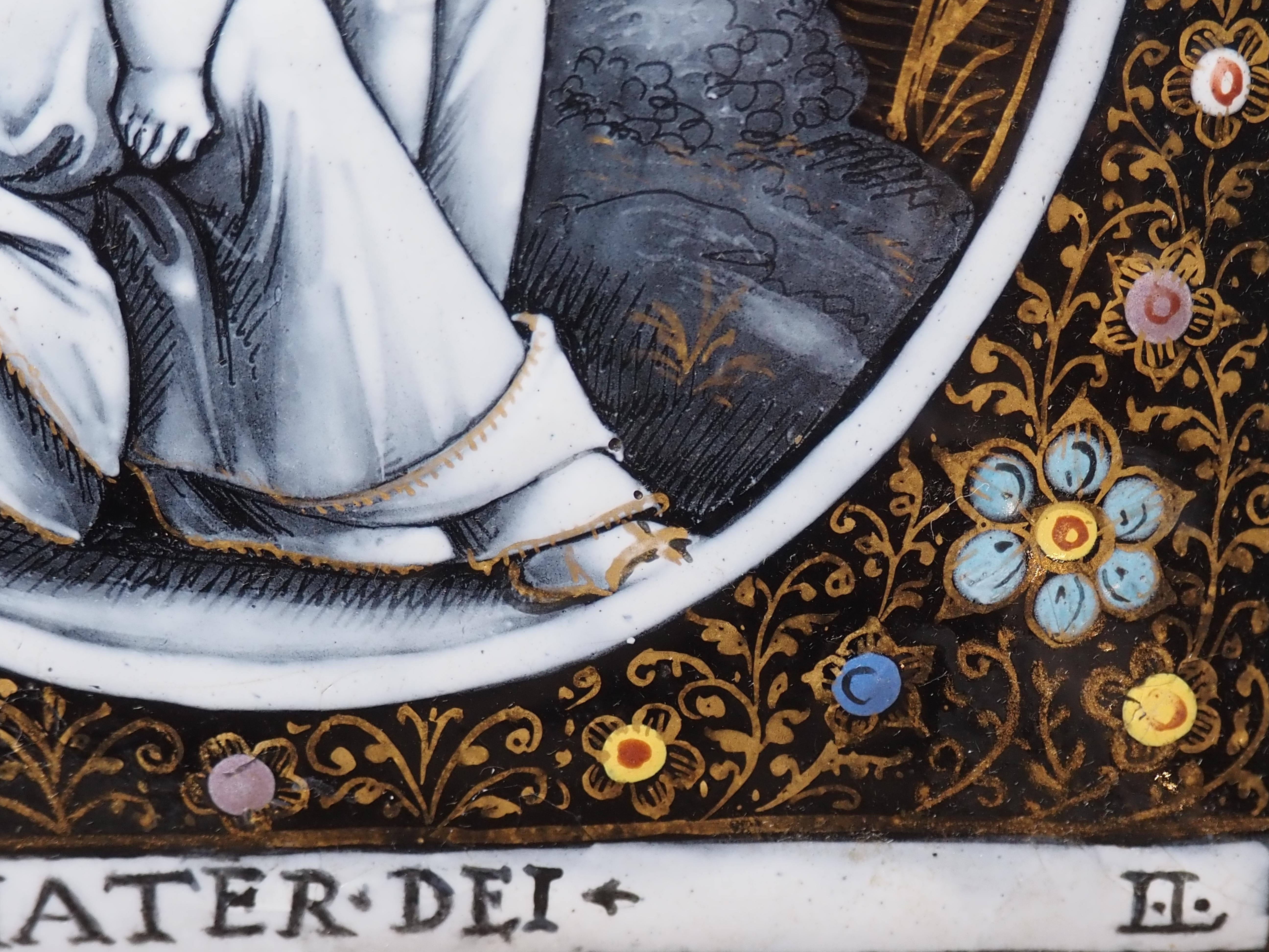 Plaque d'émail Madonna with Child Materdei, Jean Laudin, France, C.C. en vente 4