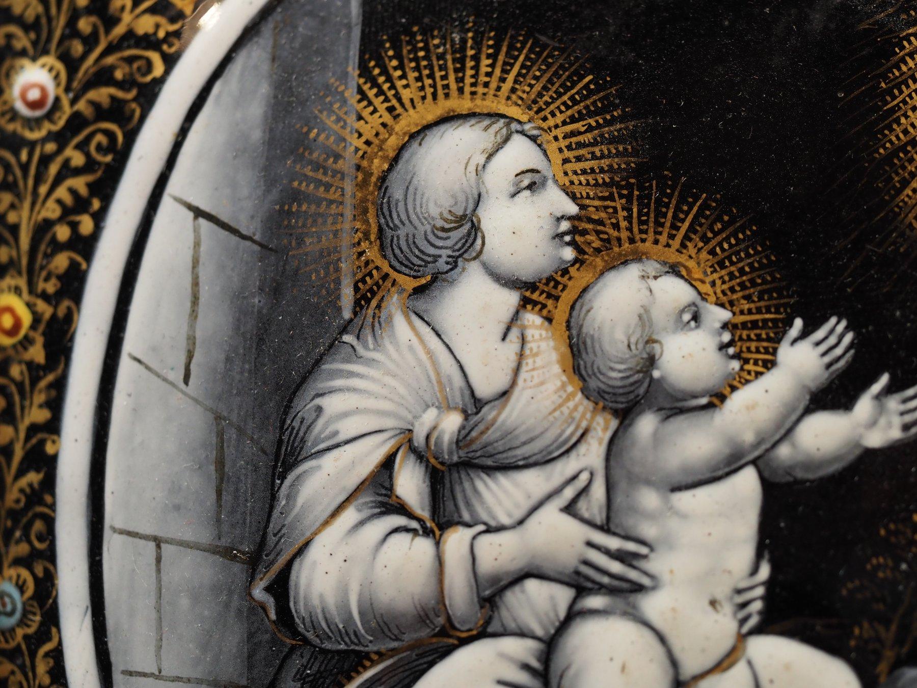 Plaque d'émail Madonna with Child Materdei, Jean Laudin, France, C.C. État moyen - En vente à Gorssel, GE