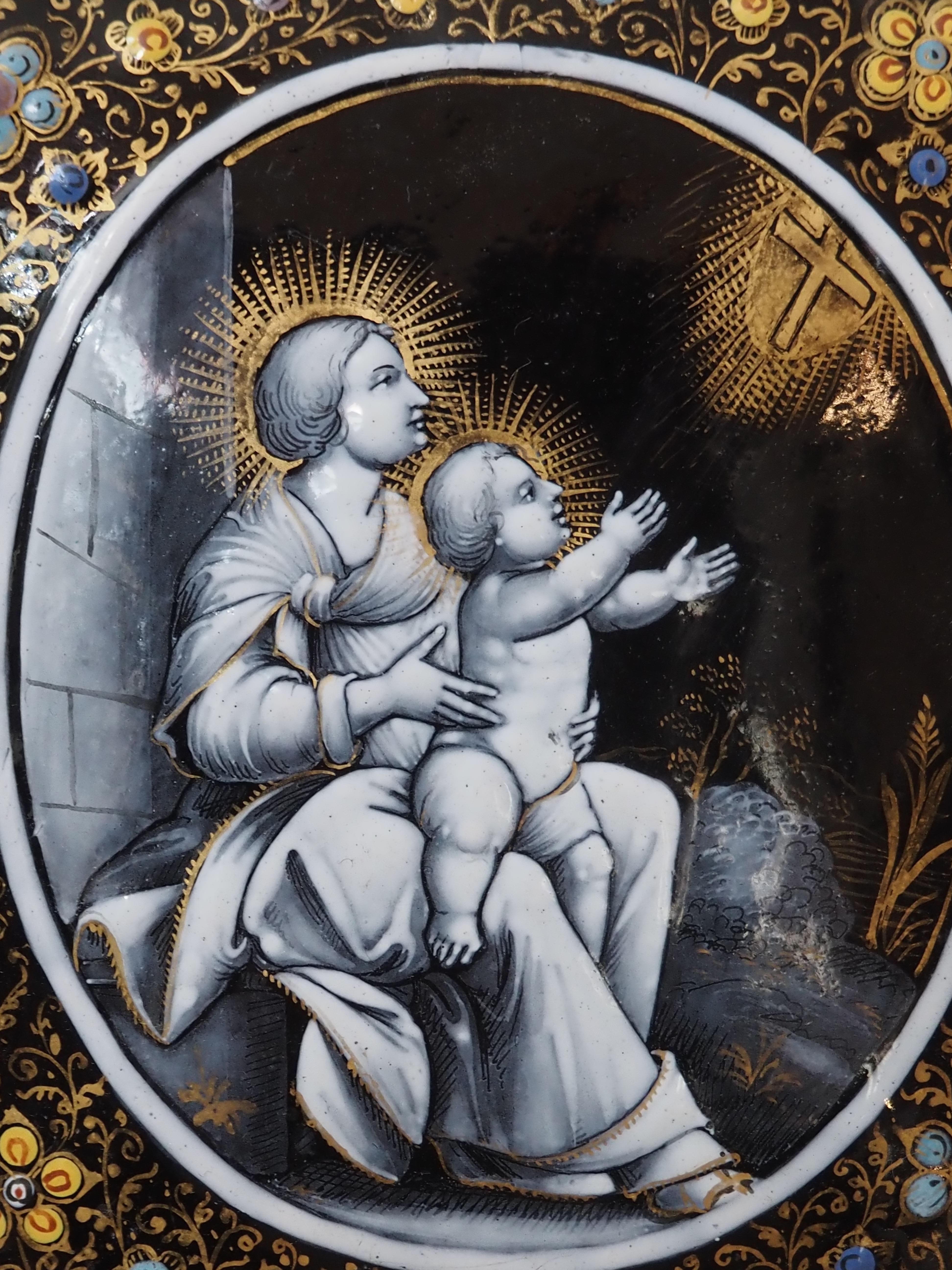 Émail Plaque d'émail Madonna with Child Materdei, Jean Laudin, France, C.C. en vente