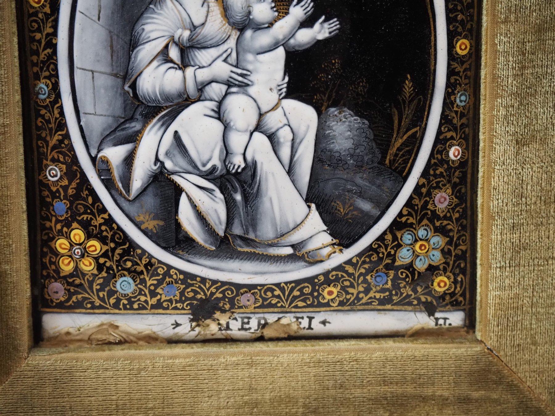 Plaque d'émail Madonna with Child Materdei, Jean Laudin, France, C.C. en vente 1